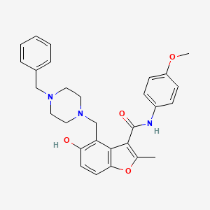molecular formula C29H31N3O4 B7753211 4-[(4-benzylpiperazin-1-yl)methyl]-5-hydroxy-N-(4-methoxyphenyl)-2-methyl-1-benzofuran-3-carboxamide 