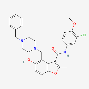 4-((4-benzylpiperazin-1-yl)methyl)-N-(3-chloro-4-methoxyphenyl)-5-hydroxy-2-methylbenzofuran-3-carboxamide