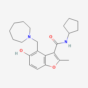 molecular formula C22H30N2O3 B7753225 4-(azepan-1-ylmethyl)-N-cyclopentyl-5-hydroxy-2-methyl-1-benzofuran-3-carboxamide 
