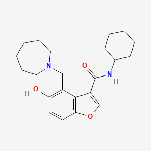 molecular formula C23H32N2O3 B7753232 4-(azepan-1-ylmethyl)-N-cyclohexyl-5-hydroxy-2-methyl-1-benzofuran-3-carboxamide 