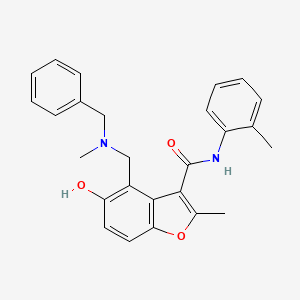 molecular formula C26H26N2O3 B7753247 4-{[benzyl(methyl)amino]methyl}-5-hydroxy-2-methyl-N-(2-methylphenyl)-1-benzofuran-3-carboxamide 