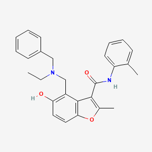 molecular formula C27H28N2O3 B7753254 4-{[benzyl(ethyl)amino]methyl}-5-hydroxy-2-methyl-N-(2-methylphenyl)-1-benzofuran-3-carboxamide 
