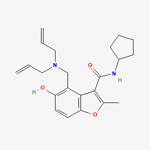 molecular formula C22H28N2O3 B7753266 N-cyclopentyl-4-((diallylamino)methyl)-5-hydroxy-2-methylbenzofuran-3-carboxamide 