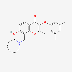 molecular formula C25H29NO4 B7753276 8-(azepan-1-ylmethyl)-3-(3,5-dimethylphenoxy)-7-hydroxy-2-methyl-4H-chromen-4-one 