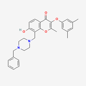 molecular formula C30H32N2O4 B7753282 8-[(4-benzylpiperazin-1-yl)methyl]-3-(3,5-dimethylphenoxy)-7-hydroxy-2-methyl-4H-chromen-4-one 
