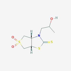 molecular formula C8H13NO3S3 B7753747 (3aS,6aS)-3-(2-hydroxypropyl)-5,5-dioxo-3a,4,6,6a-tetrahydrothieno[3,4-d][1,3]thiazole-2-thione 