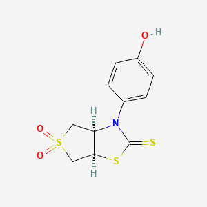 molecular formula C11H11NO3S3 B7753755 (3aR,6aR)-3-(4-hydroxyphenyl)-5,5-dioxo-3a,4,6,6a-tetrahydrothieno[3,4-d][1,3]thiazole-2-thione 