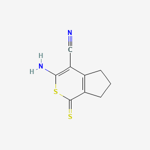 molecular formula C9H8N2S2 B7753764 3-Amino-1-thioxo-1,5,6,7-tetrahydrocyclopenta[c]thiopyran-4-carbonitrile 