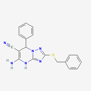molecular formula C19H16N6S B7753769 5-Amino-2-(benzylthio)-7-phenyl-4,7-dihydro-[1,2,4]triazolo[1,5-a]pyrimidine-6-carbonitrile 