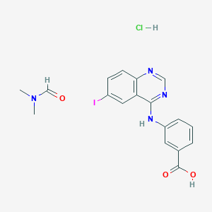 molecular formula C18H18ClIN4O3 B7753782 N,N-dimethylformamide;3-[(6-iodoquinazolin-4-yl)amino]benzoic acid;hydrochloride 