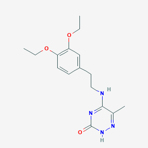 molecular formula C16H22N4O3 B7753847 5-((3,4-diethoxyphenethyl)amino)-6-methyl-1,2,4-triazin-3(2H)-one 