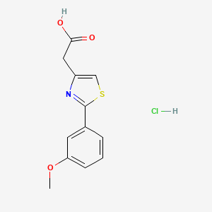 molecular formula C12H12ClNO3S B7753879 2-[2-(3-Methoxyphenyl)-1,3-thiazol-4-yl]acetic acid hydrochloride 