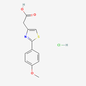 molecular formula C12H12ClNO3S B7753886 2-[2-(4-Methoxyphenyl)-1,3-thiazol-4-yl]acetic acid hydrochloride 