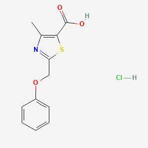 molecular formula C12H12ClNO3S B7753894 4-Methyl-2-(phenoxymethyl)-1,3-thiazole-5-carboxylic acid hydrochloride 