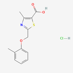 molecular formula C13H14ClNO3S B7753898 4-Methyl-2-(2-methylphenoxymethyl)-1,3-thiazole-5-carboxylic acid hydrochloride 