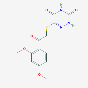 molecular formula C13H13N3O5S B7753983 6-[2-(2,4-dimethoxyphenyl)-2-oxoethyl]sulfanyl-2H-1,2,4-triazine-3,5-dione 