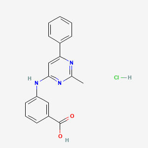 molecular formula C18H16ClN3O2 B7754069 3-[(2-Methyl-6-phenylpyrimidin-4-yl)amino]benzoic acid hydrochloride 