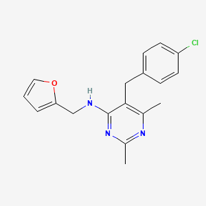 molecular formula C18H18ClN3O B7754119 5-[(4-chlorophenyl)methyl]-N-(furan-2-ylmethyl)-2,6-dimethylpyrimidin-4-amine 
