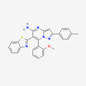 molecular formula C27H21N5OS B7754128 6-(1,3-Benzothiazol-2-yl)-7-(2-methoxyphenyl)-2-(4-methylphenyl)pyrazolo[1,5-a]pyrimidin-5-amine 