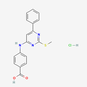 molecular formula C18H16ClN3O2S B7754130 4-[(2-Methylsulfanyl-6-phenylpyrimidin-4-yl)amino]benzoic acid;hydrochloride 