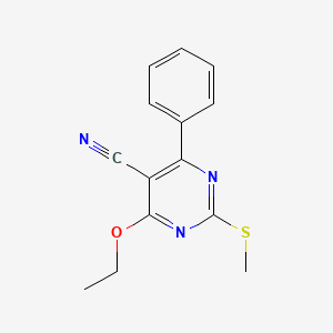 molecular formula C14H13N3OS B7754179 4-Ethoxy-2-methylsulfanyl-6-phenylpyrimidine-5-carbonitrile 