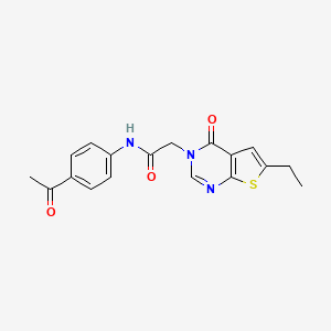 molecular formula C18H17N3O3S B7754188 N-(4-acetylphenyl)-2-(6-ethyl-4-oxothieno[2,3-d]pyrimidin-3-yl)acetamide 