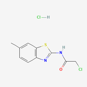 molecular formula C10H10Cl2N2OS B7754296 2-chloro-N-(6-methyl-1,3-benzothiazol-2-yl)acetamide;hydrochloride 