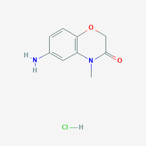 molecular formula C9H11ClN2O2 B7754300 6-amino-4-methyl-3,4-dihydro-2H-1,4-benzoxazin-3-one hydrochloride 
