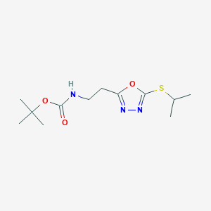 molecular formula C12H21N3O3S B7754339 Tert-butyl (2-(5-(isopropylthio)-1,3,4-oxadiazol-2-yl)ethyl)carbamate 