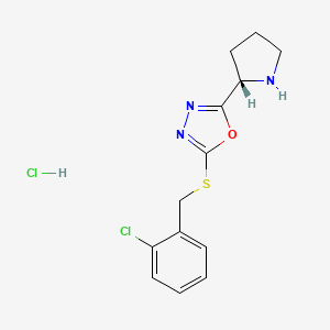 molecular formula C13H15Cl2N3OS B7754348 2-(2-Chloro-benzylsulfanyl)-5-(S)-pyrrolidin-2-yl-[1,3,4]oxadiazole 