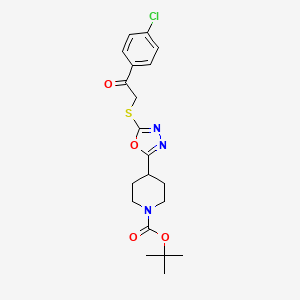 molecular formula C20H24ClN3O4S B7754356 Tert-butyl 4-(5-((2-(4-chlorophenyl)-2-oxoethyl)thio)-1,3,4-oxadiazol-2-yl)piperidine-1-carboxylate 