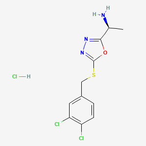 (1S)-1-[5-[(3,4-dichlorophenyl)methylsulfanyl]-1,3,4-oxadiazol-2-yl]ethanamine;hydrochloride