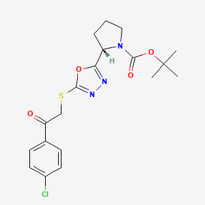 tert-butyl (2S)-2-(5-{[2-(4-chlorophenyl)-2-oxoethyl]thio}-1,3,4-oxadiazol-2-yl)pyrrolidine-1-carboxylate