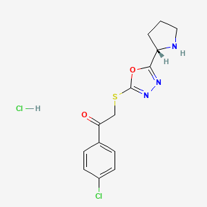 molecular formula C14H15Cl2N3O2S B7754375 1-(4-chlorophenyl)-2-[[5-[(2S)-pyrrolidin-2-yl]-1,3,4-oxadiazol-2-yl]sulfanyl]ethanone;hydrochloride 