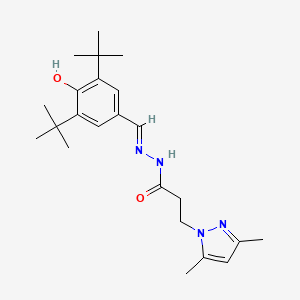 (E)-N'-(3,5-di-tert-butyl-4-hydroxybenzylidene)-3-(3,5-dimethyl-1H-pyrazol-1-yl)propanehydrazide