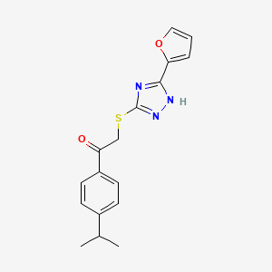 molecular formula C17H17N3O2S B7754465 2-{[5-(2-furyl)-4H-1,2,4-triazol-3-yl]sulfanyl}-1-(4-isopropylphenyl)-1-ethanone 