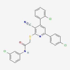 molecular formula C26H16Cl3N3OS B7754476 N-(3-chlorophenyl)-2-((4-(2-chlorophenyl)-6-(4-chlorophenyl)-3-cyanopyridin-2-yl)thio)acetamide 