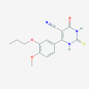 molecular formula C15H15N3O3S B7754512 2-Mercapto-4-(4-methoxy-3-propoxyPh)-6-oxo-1,6-dihydropyrimidine-5-carbonitrile 