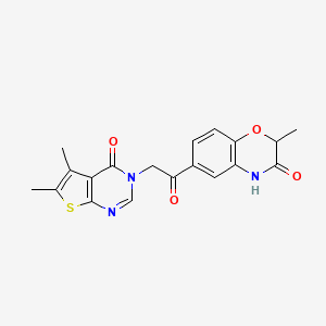 molecular formula C19H17N3O4S B7754513 6-[2-(5,6-dimethyl-4-oxothieno[2,3-d]pyrimidin-3-yl)acetyl]-2-methyl-4H-1,4-benzoxazin-3-one 