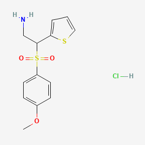 molecular formula C13H16ClNO3S2 B7754541 2-((4-Methoxyphenyl)sulfonyl)-2-(thiophen-2-yl)et 