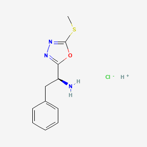 molecular formula C11H14ClN3OS B7754546 hydron;(1S)-1-(5-methylsulfanyl-1,3,4-oxadiazol-2-yl)-2-phenylethanamine;chloride 