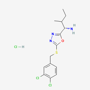 (1S)-1-[5-[(3,4-dichlorophenyl)methylsulfanyl]-1,3,4-oxadiazol-2-yl]-2-methylbutan-1-amine;hydrochloride