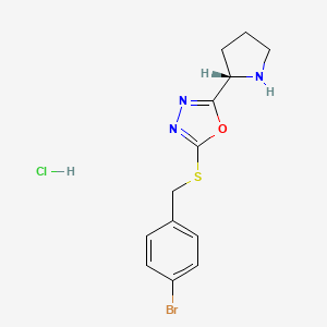 molecular formula C13H15BrClN3OS B7754576 2-[(4-bromophenyl)methylsulfanyl]-5-[(2S)-pyrrolidin-2-yl]-1,3,4-oxadiazole;hydrochloride 