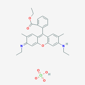 molecular formula C28H31ClN2O7 B077546 9-[2-(乙氧羰基)苯基]-3,6-双(乙基氨基)-2,7-二甲基-罗丹明，高氯酸盐 CAS No. 13161-28-9