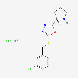2-[(3-chlorophenyl)methylsulfanyl]-5-[(2S)-pyrrolidin-2-yl]-1,3,4-oxadiazole;hydron;chloride