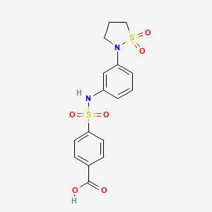 molecular formula C16H16N2O6S2 B7754621 4-[[3-(1,1-Dioxo-1,2-thiazolidin-2-yl)phenyl]sulfamoyl]benzoic acid 
