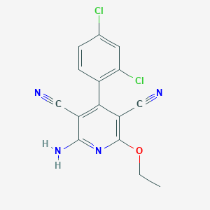 molecular formula C15H10Cl2N4O B7754737 2-Amino-4-(2,4-dichlorophenyl)-6-ethoxypyridine-3,5-dicarbonitrile 