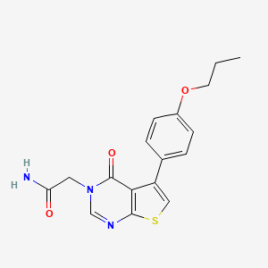 molecular formula C17H17N3O3S B7754752 2-[4-Oxo-5-(4-propoxyphenyl)thieno[2,3-d]pyrimidin-3-yl]acetamide 
