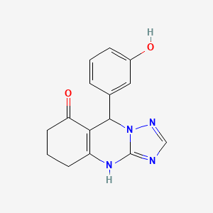 molecular formula C15H14N4O2 B7754846 9-(3-hydroxyphenyl)-5,6,7,9-tetrahydro[1,2,4]triazolo[5,1-b]quinazolin-8(4H)-one 