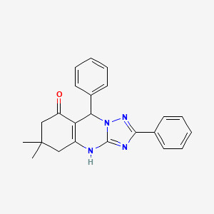 molecular formula C23H22N4O B7754850 6,6-dimethyl-2,9-diphenyl-5,6,7,9-tetrahydro[1,2,4]triazolo[5,1-b]quinazolin-8(4H)-one 